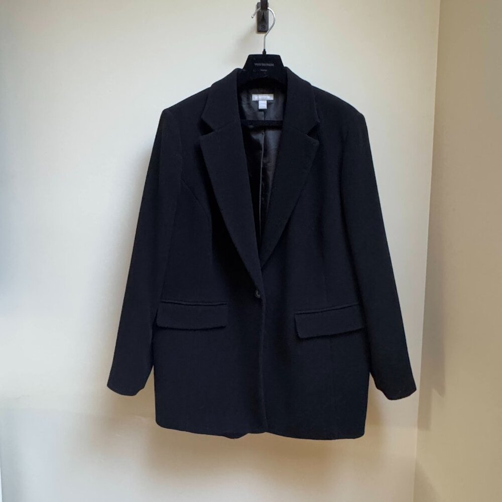 NORDSTROM Classic Black Wool Oversized Blazer / Half-Coat